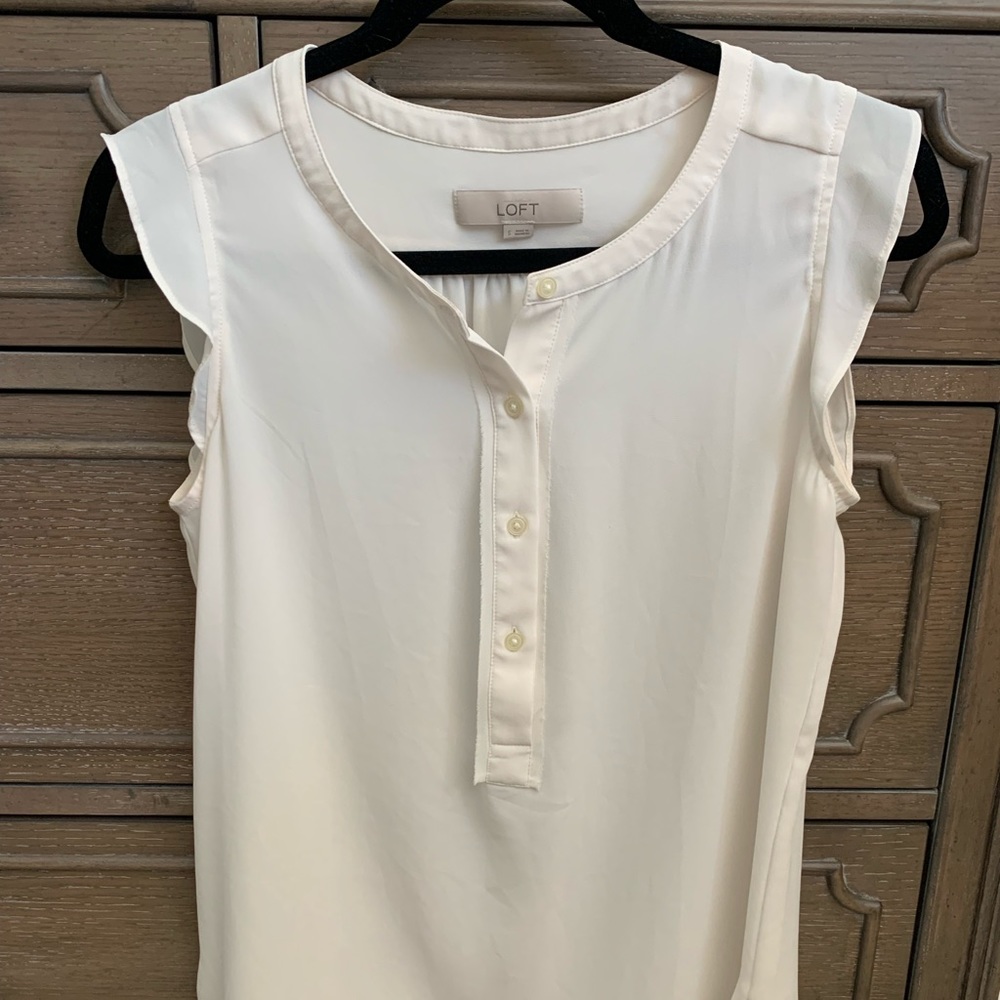Loft. Button detail, flutter sleeve, blouse/shell